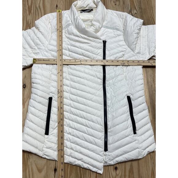 ATHLETA Women's Asymmetrical So Down Puffer Jacket in Ivory size XL with Pockets - Picture 7 of 8